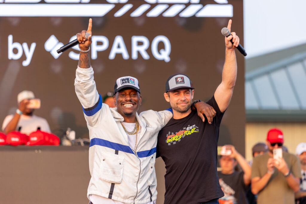 Tyrese Gibson (left) and Cody Walker (right) on Fuel Fest Stage.